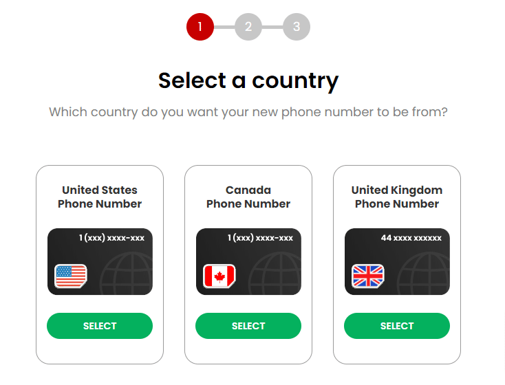 Hushed Select A Country
